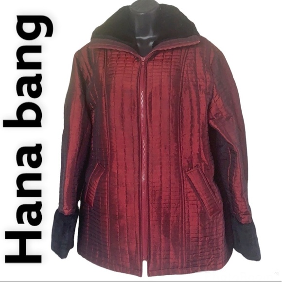 HANA Bang burgundy colour with faux fur collar size M - Picture 1 of 11